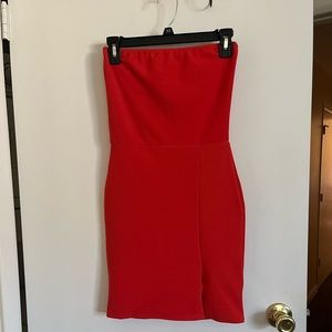 Red dress with slit